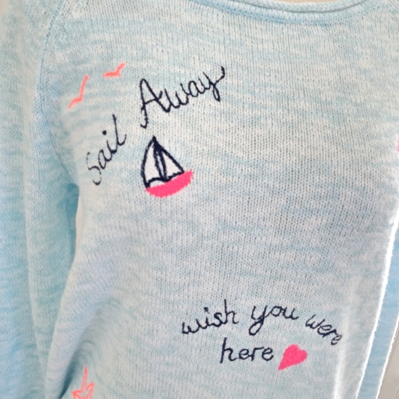 NWT Lilly Pulitzer Danette Sweater Celestial Blue Sailabration Embroidery Size M - Picture 3 of 11